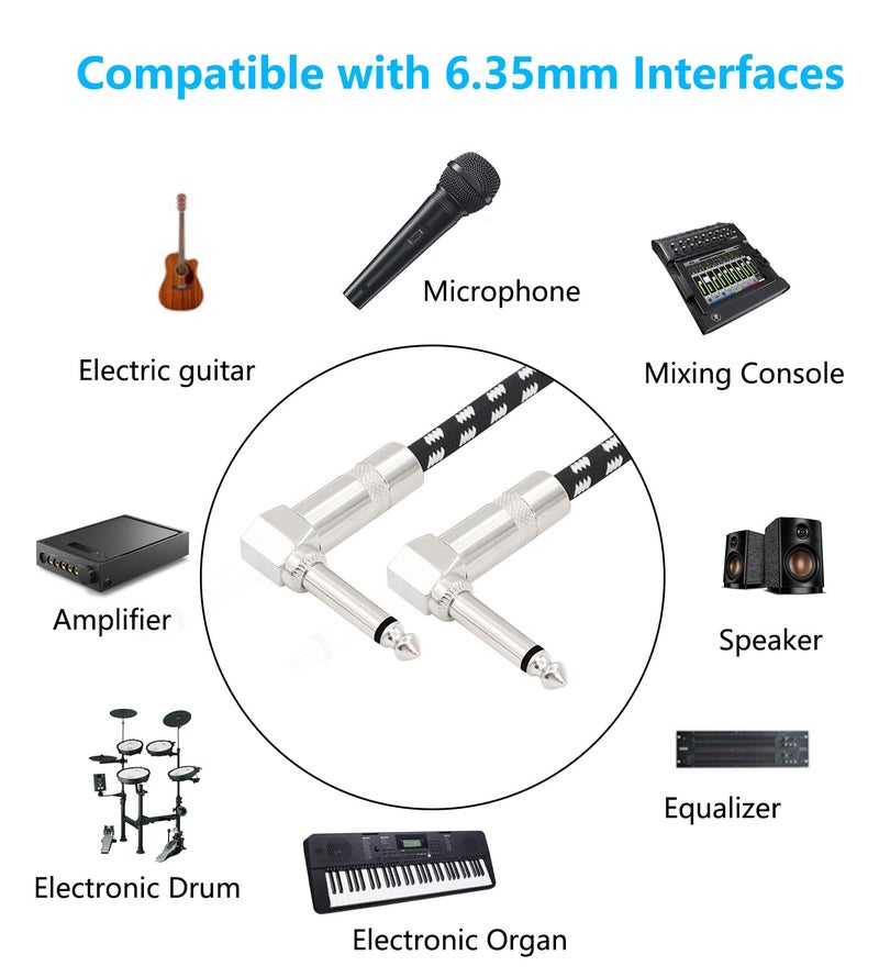 LANMINGLEL Right Angle 1/4 Inch Instrument Cable Short TS Guitar Cable Electric Guitar Amp Cord 6.35mm Stereo Audio Cable for Guitar Bass Keyboard and Pro Audio (3.3FT) - Image 5